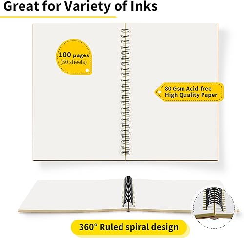 Miniatura 3 de Epakh Paquete de 22 cuadernos de espiral A5 diario en espiral de tapa dura páginas de rayas anchas 50 hojas 100 páginas 83 x 55 pulgadas marrón