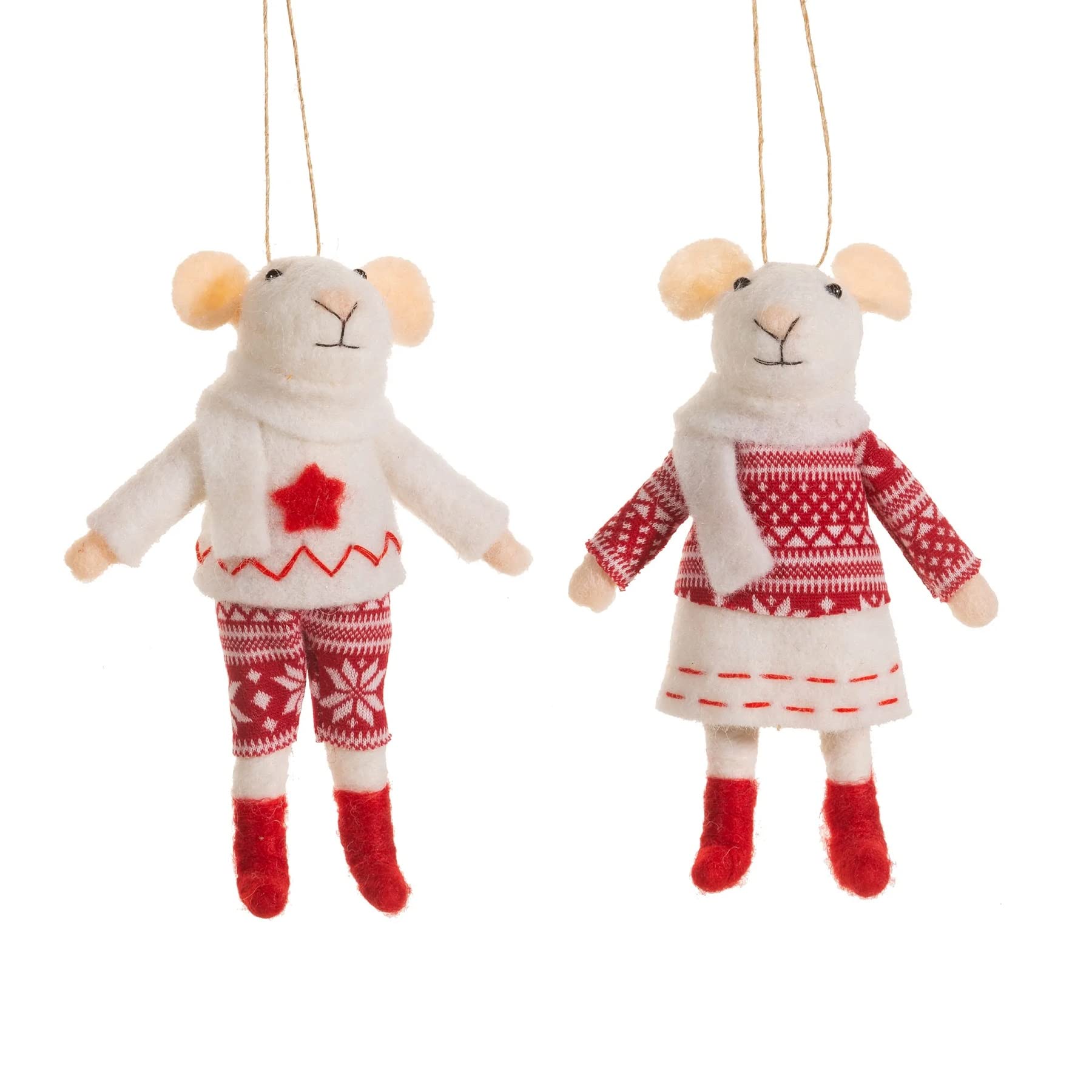 Sass & Belle Krankenschwester-Maus Aus Filz – Hängende Weihnachtsdekoration, 6x5x11 Cm