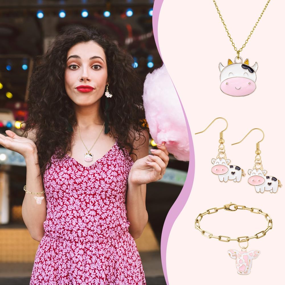 AHANDMAKER 42Pcs 6 Styles Cow Axolotl Charms Colorful Animal Metal Cute Cow Alloy Charms Enamel Pendants Earring Dangle Pendants for Jewelry Making Necklaces Bracelets Keychains or DIY Crafts - Image 5