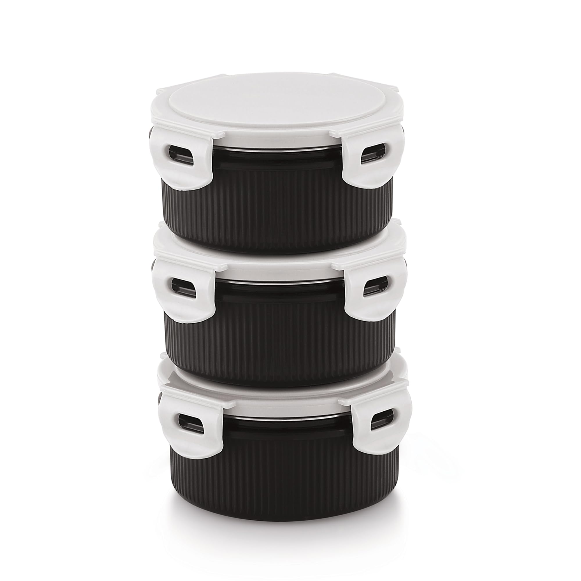 LUCIDO 3 Stainless Steel Container with Food Grade PU Insulated Executive Lunch Tiffin Boxes for Office Men - 300ml Each (Black) (B0CJYBL2P9) Amazon Price History, Amazon Price Tracker
