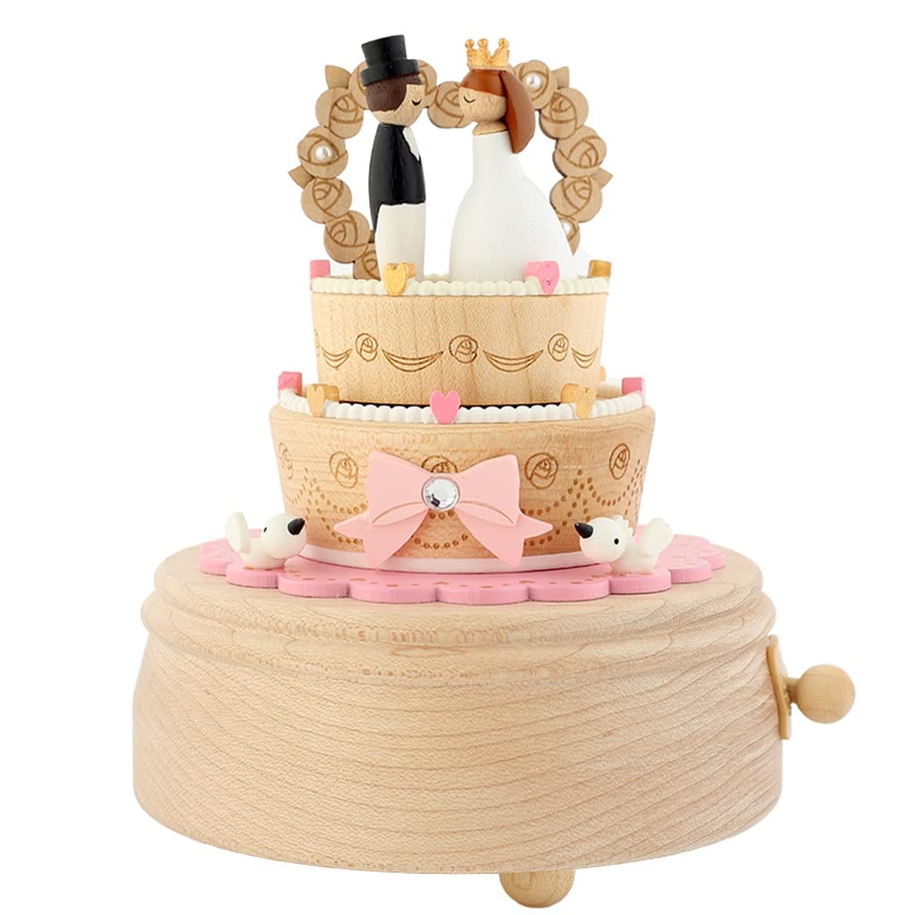 Custodia Musicale per Decorazioni Music Box di legno, Musical Box figura della torta Matrimonio coppia, Music Box for il compleanno regalo festa della donna ragazze di nozze San Valentino Carillon