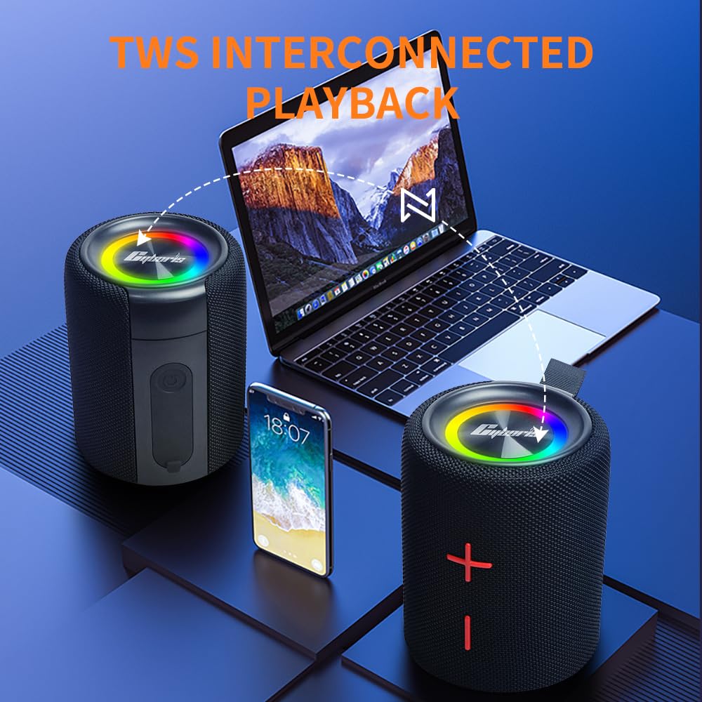 CYBORIS Double haut-parleur Bluetooth 2 en 1 40 W étanche sans fil V5.3 basses profondes son stéréo puissant 24 h lecture véritable appairement