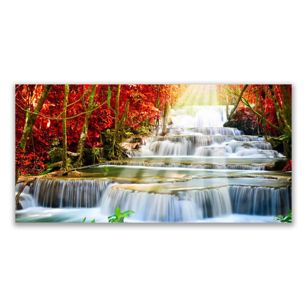 Plastique imprimés tableau mural cascade forêt décoration design 120x60