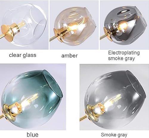 Miniatura 5 de Gold Molecule Iron Chandelier E27 Industrial Adjustable Branch Pendant Light Sputnik Ball Lampshade Chandeliers-Blue 3-Lights (Color  E Gray Size