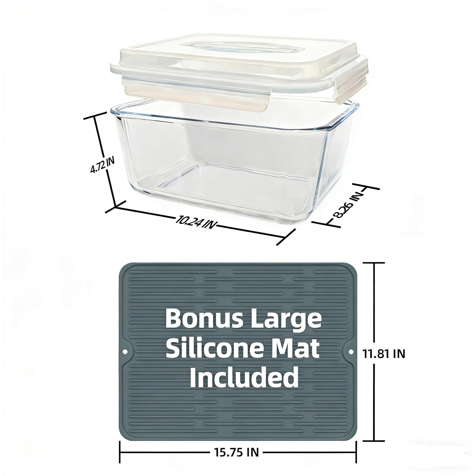 Grandi contenitori in vetro con coperchi, grandi contenitori per alimenti per marinata per rosticceria, pollo, preparazione di tacchino, anguria, potluck, XL XL extra large, contenitori ermetici per