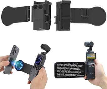 Magnetic Phone Holder for DJI Osmo Pocket 3, Detachable Expansion Cell Phone Teleprompter Mount for DJI Osmo Pocket 3 Microphone Light Accessories, with Wrist Strap