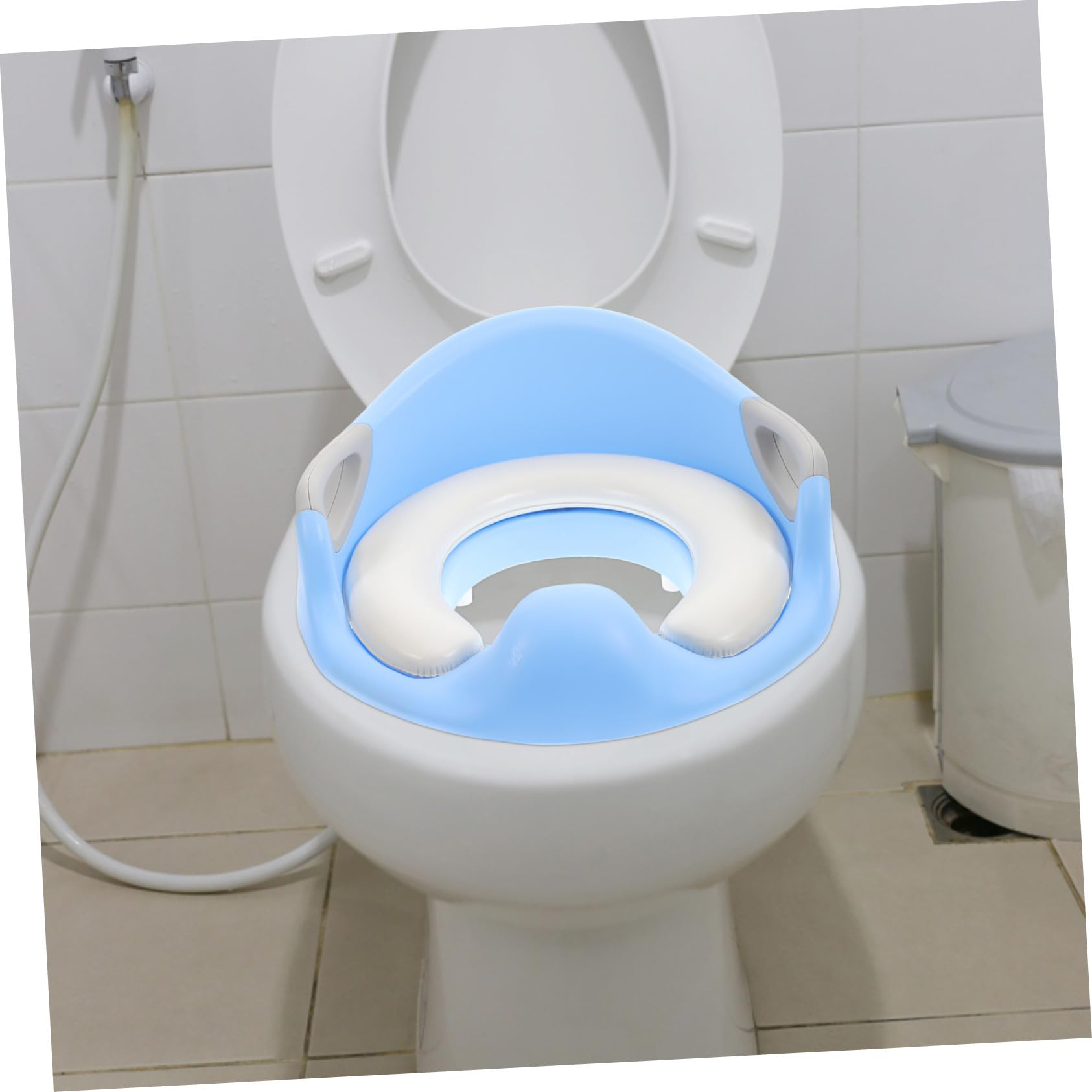Asiento Wc Infantil Azul con Soporte Antideslizante y Respaldo Estable Reductor de Inodoro para Niñas Entrenamiento de Baño