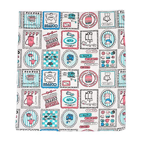 WINCSPACE 4,5 m Baumwollstoff DIY Baumwolle Leinen Falten mit Malerei Design für Tischdecken Picknick Jute Tischdecke Kissenbezüge (Bunte Kaffee) Cover