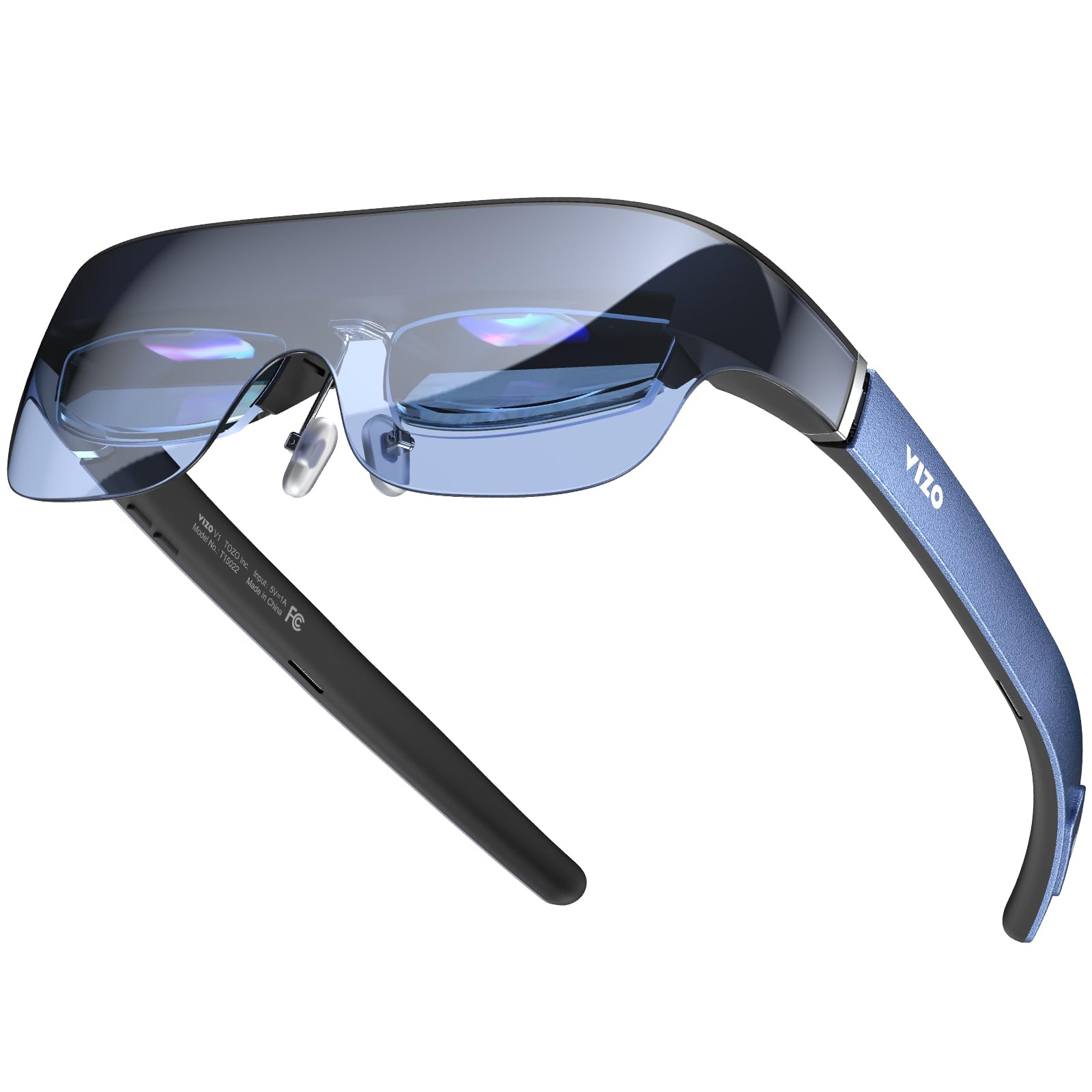 TOZO VIZO V1 AR Glasses with 1800-Nit Ultra-Bright Display, Built-In Stereo Speakers, Adjustable Myopia Correction (0–500°), 118" Virtual Mega Screen, 2D/3D Mode Switching Compatible for iPhone/Mac/PC