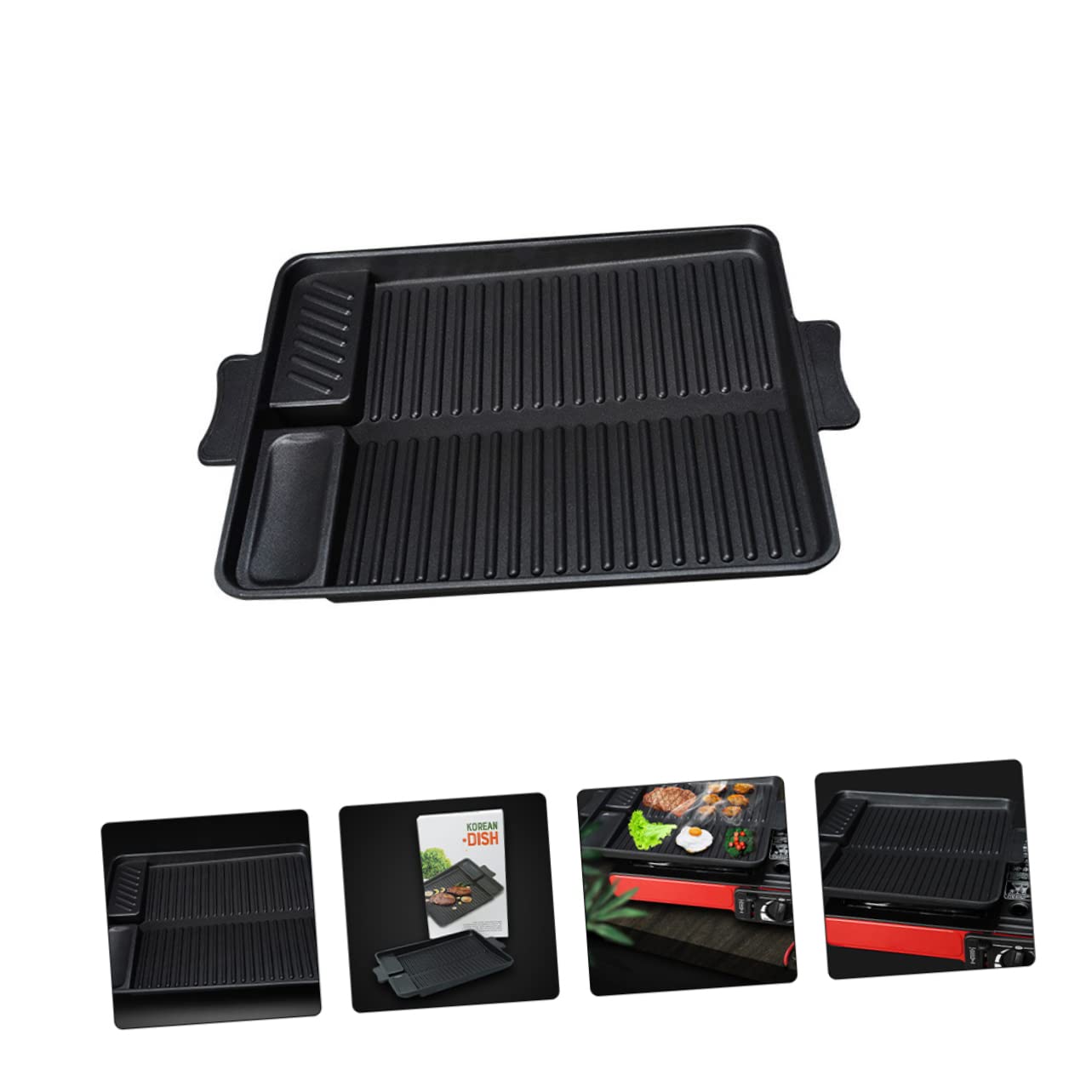 UKCOCO Sartén para Asar Rectangular De Herramienta para Barbacoa Al Aire para Asados Caseros Revestimiento Antiadherente Tipo Mármol