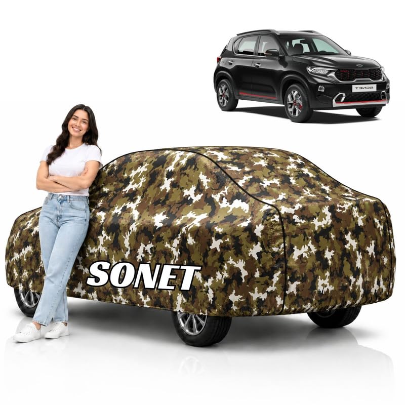 Image of Mind-Blowing 2026 100% Waterproof Sonet Car Cover | Polyester Car Body Cover for Rain & Sun | UV Protection, Dustproof, Scratch Resistant, Windproof, Heat Resistant, Custom Fit (Jungle)