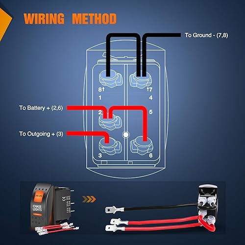 Miniatura 8 de Nilight UTV, luces de persecución, interruptor basculante de encendido y apagado de 5 pines SPST, interruptores de barra de luz LED con