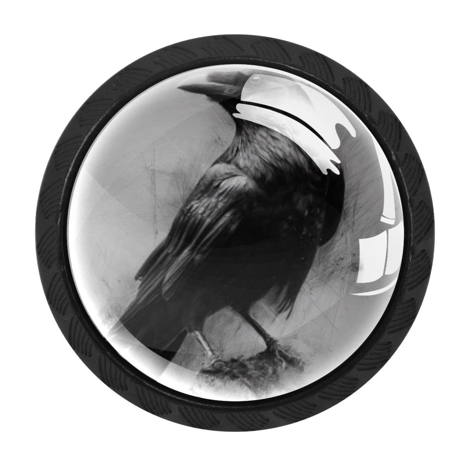 CHENZZZZ Crow (10) Drawer Knobs 4 Pack Crystal Dresser Knobs 35mm Glass Cabinet Knobs for Home Office Bathroom