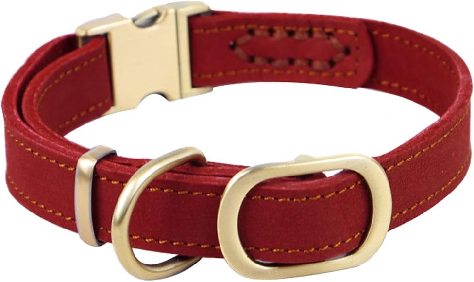 ZEEY Pet Polished Leather Collar for Dogs, Adjustable Neck 30cm to 43cm
