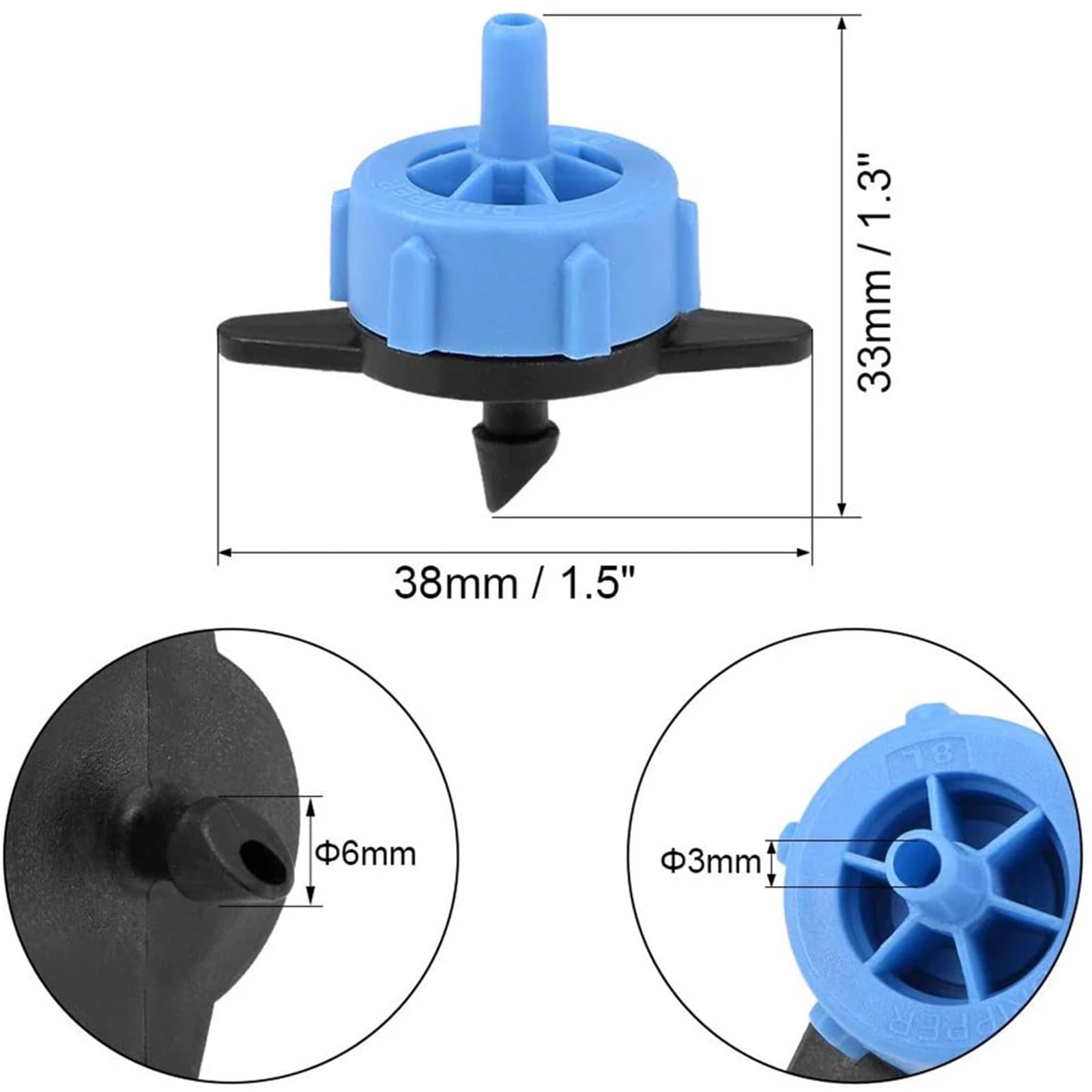 Emisores de Riego por Goteo 100/200 Unidades de goteros compensadores presión 2L/4L/8L, Ajustables, microconectores for riego jardín y césped(2L 200Pcs)