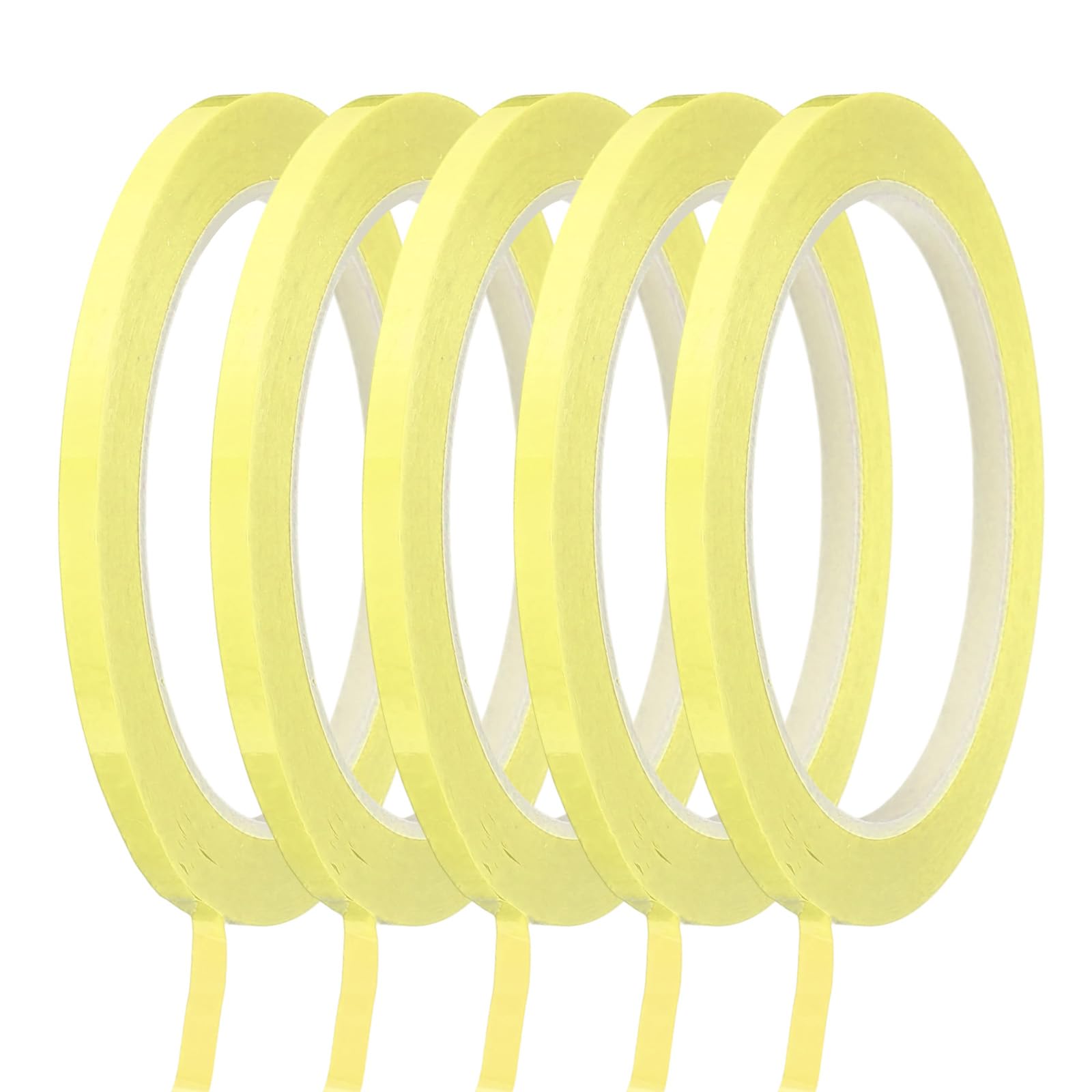 sourcing map Whiteboard Tape 5mm Self Adhesive Graphic Chart Line Tape 66 Meters Grid Marking Stickers for Pinstripe Dry Erase Board Scrapbooking DIY Art Crafts, Light Yellow, Pack of 5