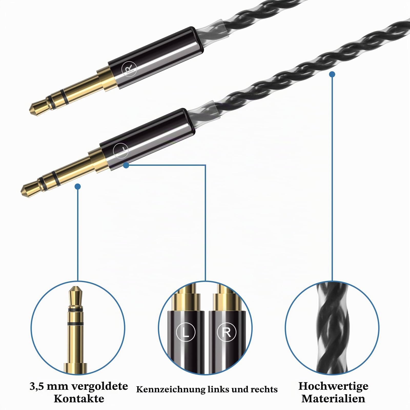Linkidea Upgrade 6N Audiokabel für HIFIMAN Edition XS, SUNDARA, Arya, HE400SE, Ananda, Denon AH-D7200 Kopfhörer, Ersatz-Kopfhörerkabel (4,9 Fuß/1,5 m) (4,4-mm-Stecker)