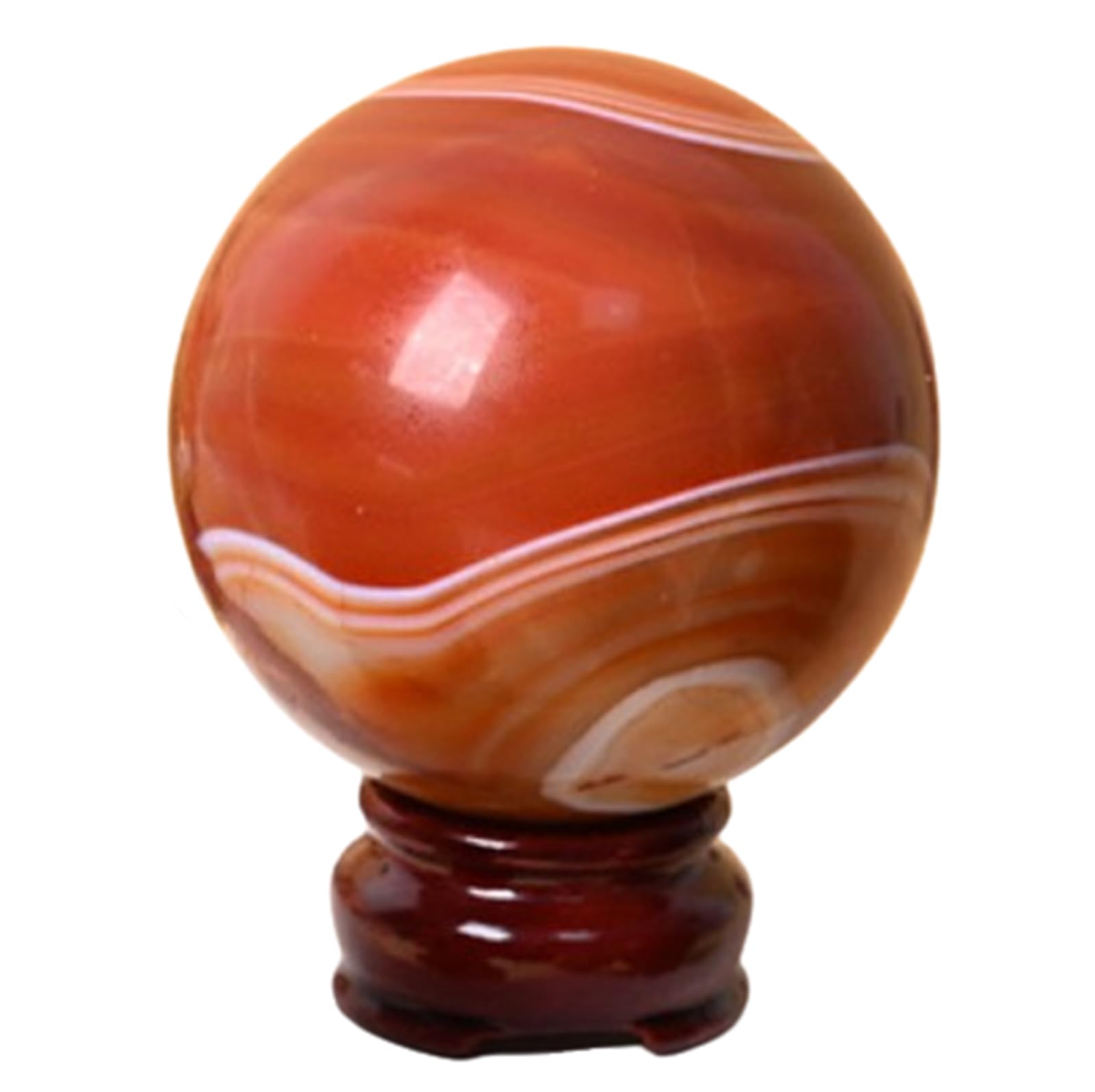 DPURPIWADY Red Agate Crystal Ball Round Crystals Decorative Sphere for Abundance, Manifestation, and Decor,6.5~7cm