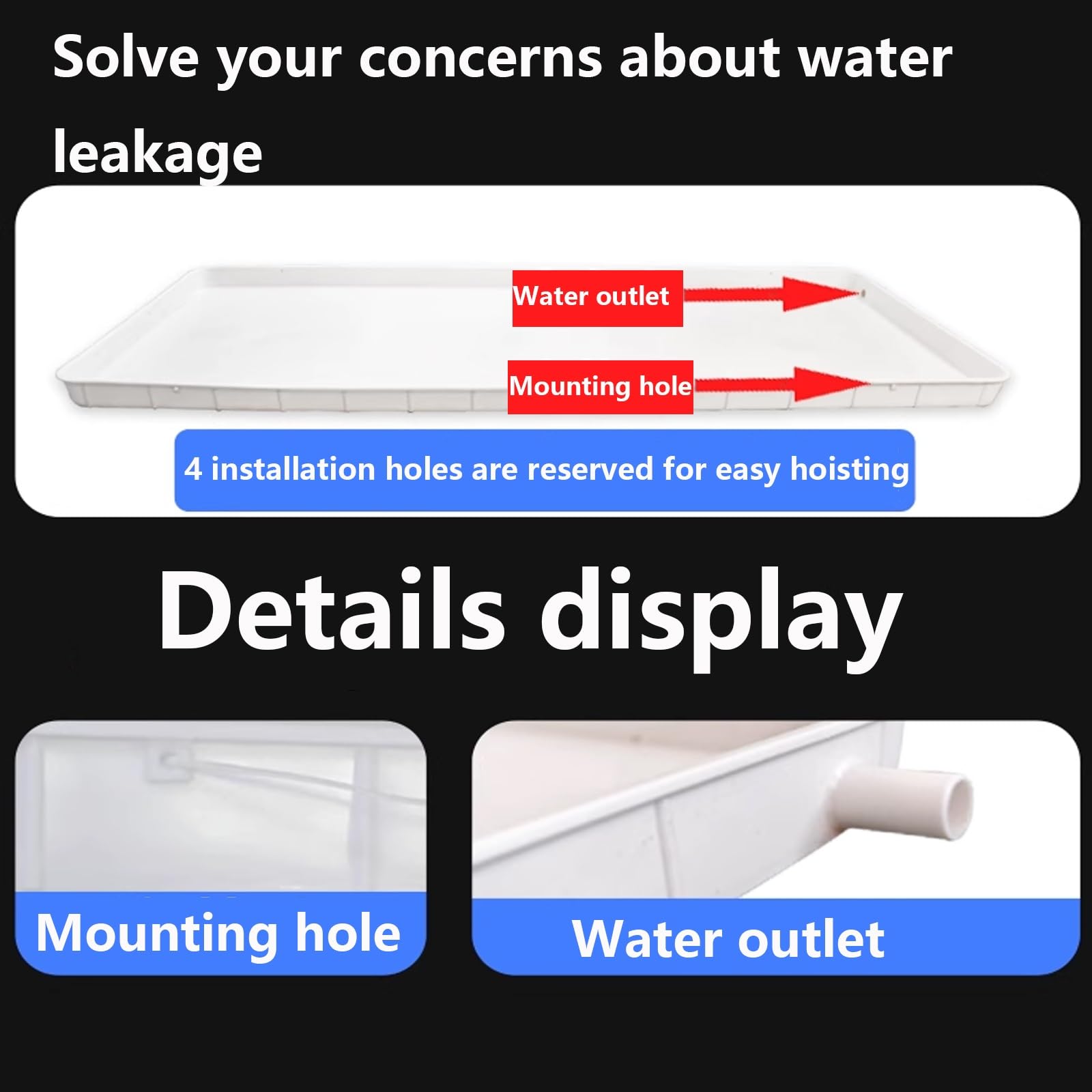 Universal-AC-Tropfschale, Kunststoff-Kondensatwasserfänger für Klimaanlagen im Innen- und Außenbereich, 1-2P mit 400 cm Schlauch