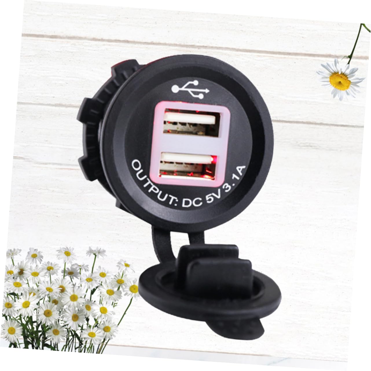 iplusmile 3pezzi Caricabatteria Auto Doppia Usb Per Veicoli Carica Smartphone e Accessori Usb Con Luce Rossa Nero