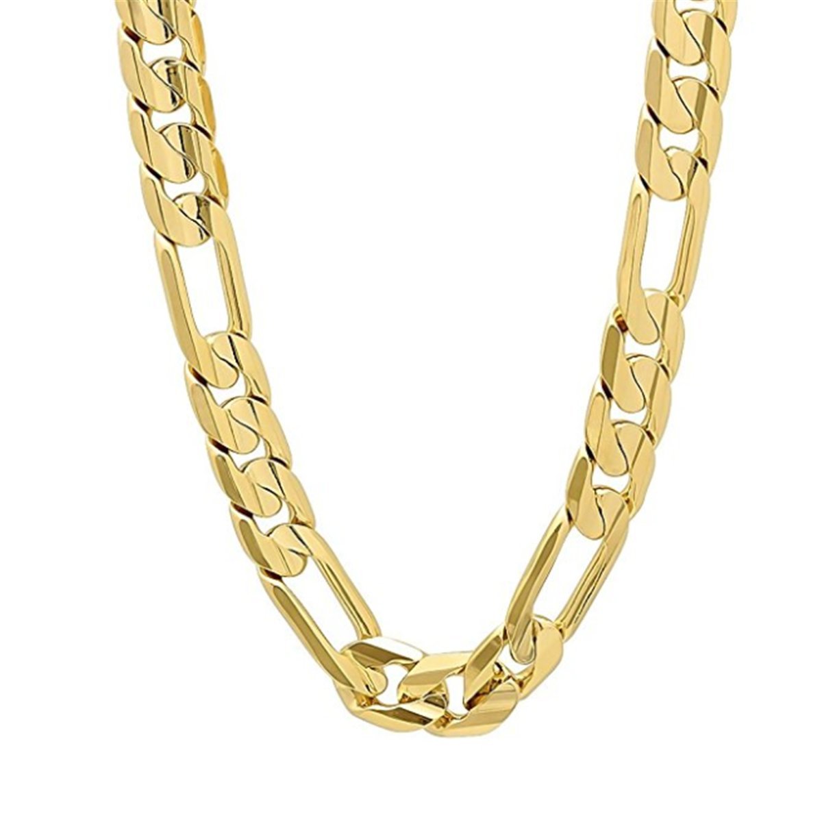 Mens 14k Gold Plated 8mm Italian Figaro Link Chain Necklace (20