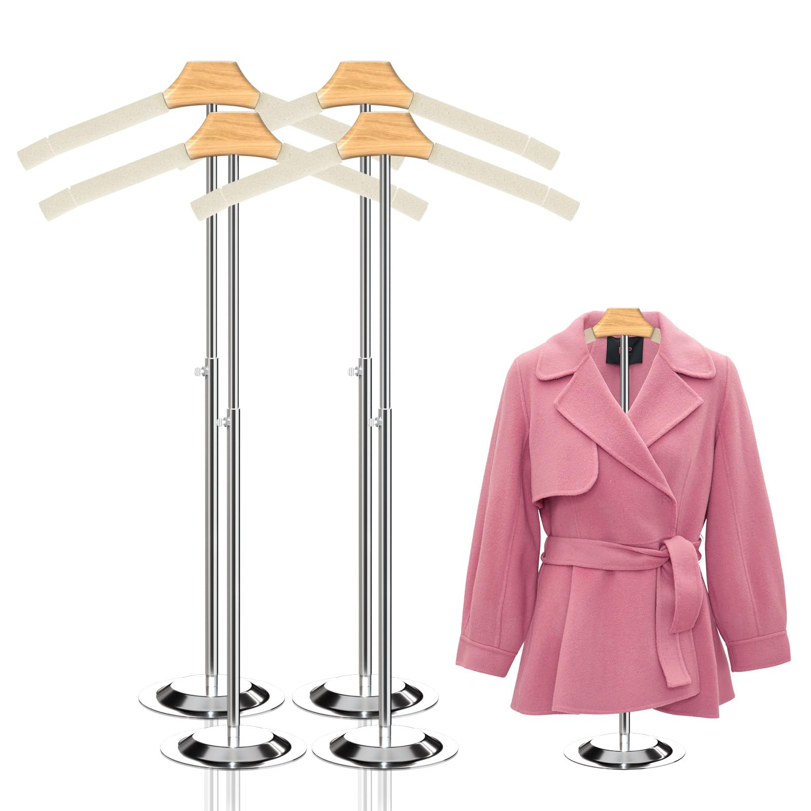 ANUR 4Pack T Shirt Display Stand Adult, Adjustable Flexible Shoulder Stand Shirt Rack, Portable Steaming Clothes Hanging Rack for Clothing Dress Coat Retail Shops Vendor 18-31.1In