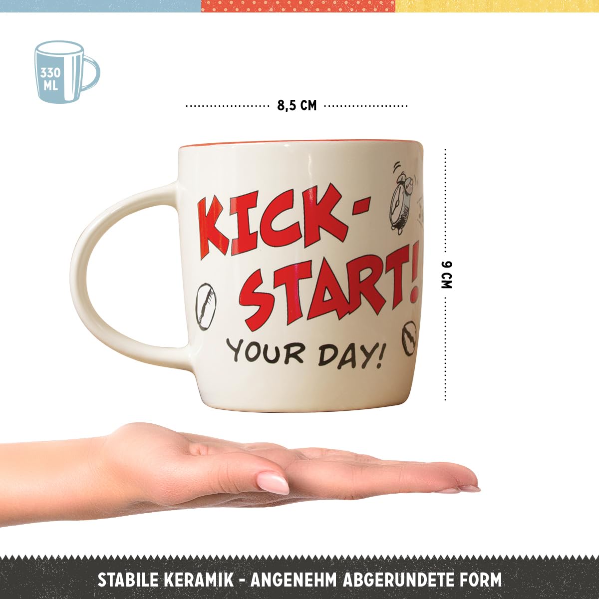 Nostalgic-Art Retro Kaffeebecher – 330 Ml, ‚Kick-Start Your Day‘, Offizielles Lizenzprodukt Für Biker