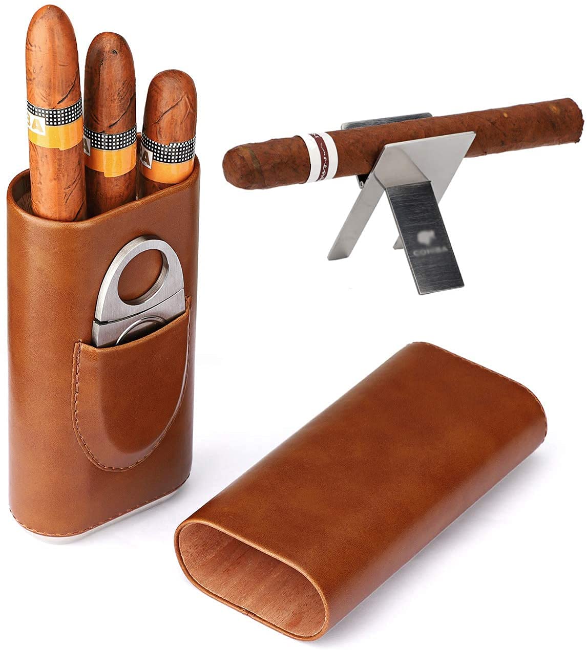 Buy E&P Portable Leather Travel Cigar Case Humidor Bag Cedar Wood Lined