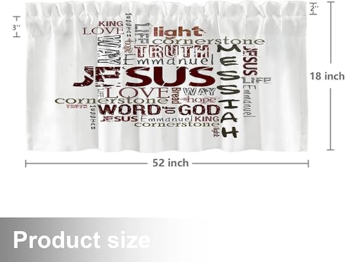 Miniatura 6 de Shrahala White Words - Cenefas de cocina cristianas, palabras navideñas, cortinas de media ventana, tratamiento de ventana de poliéster multicapa