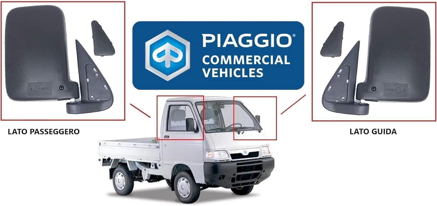 KIT COPPIA 2 SPECCHIO SPECCHIETTO SPECCHIETTI RETROVISORI DESTRO E SINISTRO COMPATIBILI PER PIAGGIO PORTER BENZINA FINO AL 2009 - PORTER 1200 1400 DIESEL - PIAGGIO QUARGO DIESEL TUTTI I MODELLI.