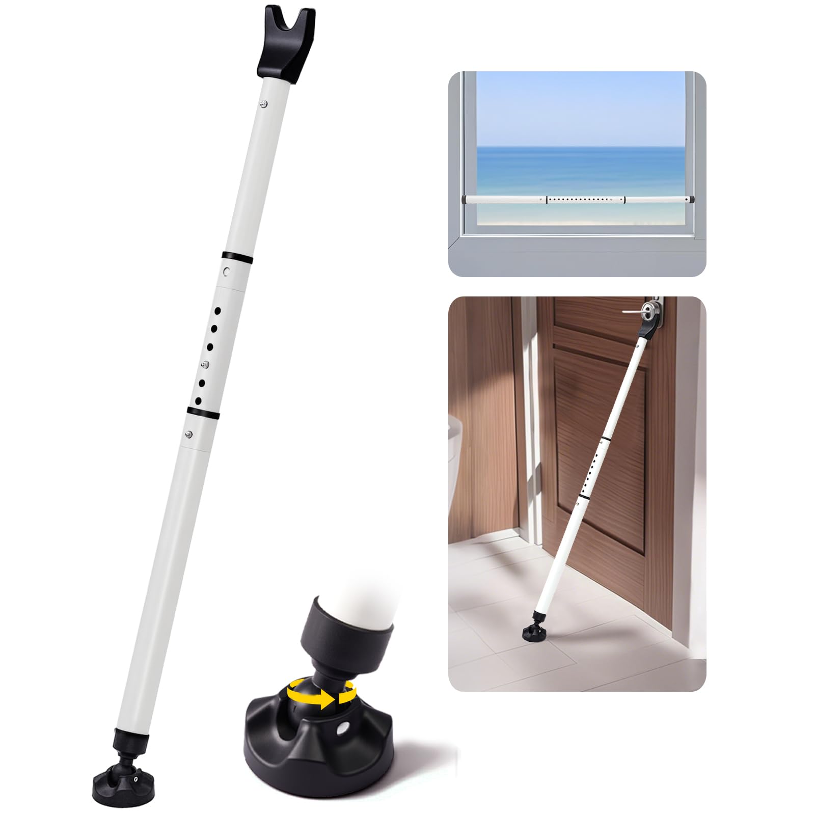 Einstellbare Tür-Sicherheits Stange, Hochleistungs Fenster- und Schiebetür Sicherung mit 360°-Antirutschbasis für Heim & Reisen, Sicherheitstürstopper für alle Bodenarten (1 Pack)