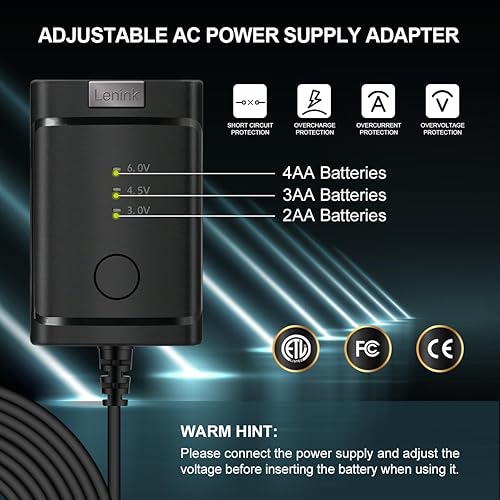Miniatura 3 de Lenink Adaptador de fuente de alimentación de CA ajustable para 2 pilas AA 3 AA 4 AA, adaptador de repuesto de batería AA para luces LED,