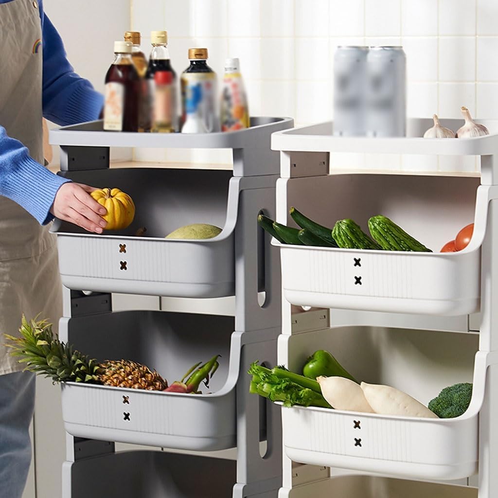 CHICKEN Pot and Pan Organizer Storage Rack Suitable for Bathroom, Bedroom, Bedside, Kitchen, Vegetable Storage Rack, Bathroom Multi-Layer Storage Rack Kitchen Organizers and Storage(Color:B)