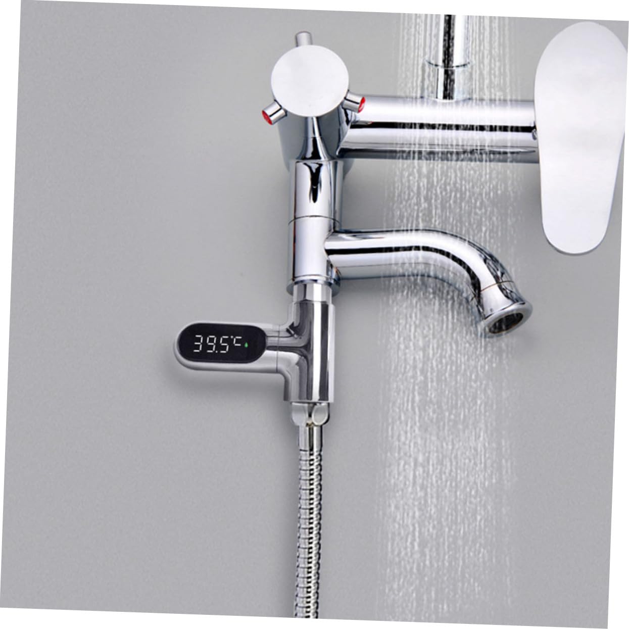 Thermomètre de LED sans Pile Affichage Numérique Rotatif Capteur Haute Précision Montage Facile Indicateur Température Eau pour Argenté
