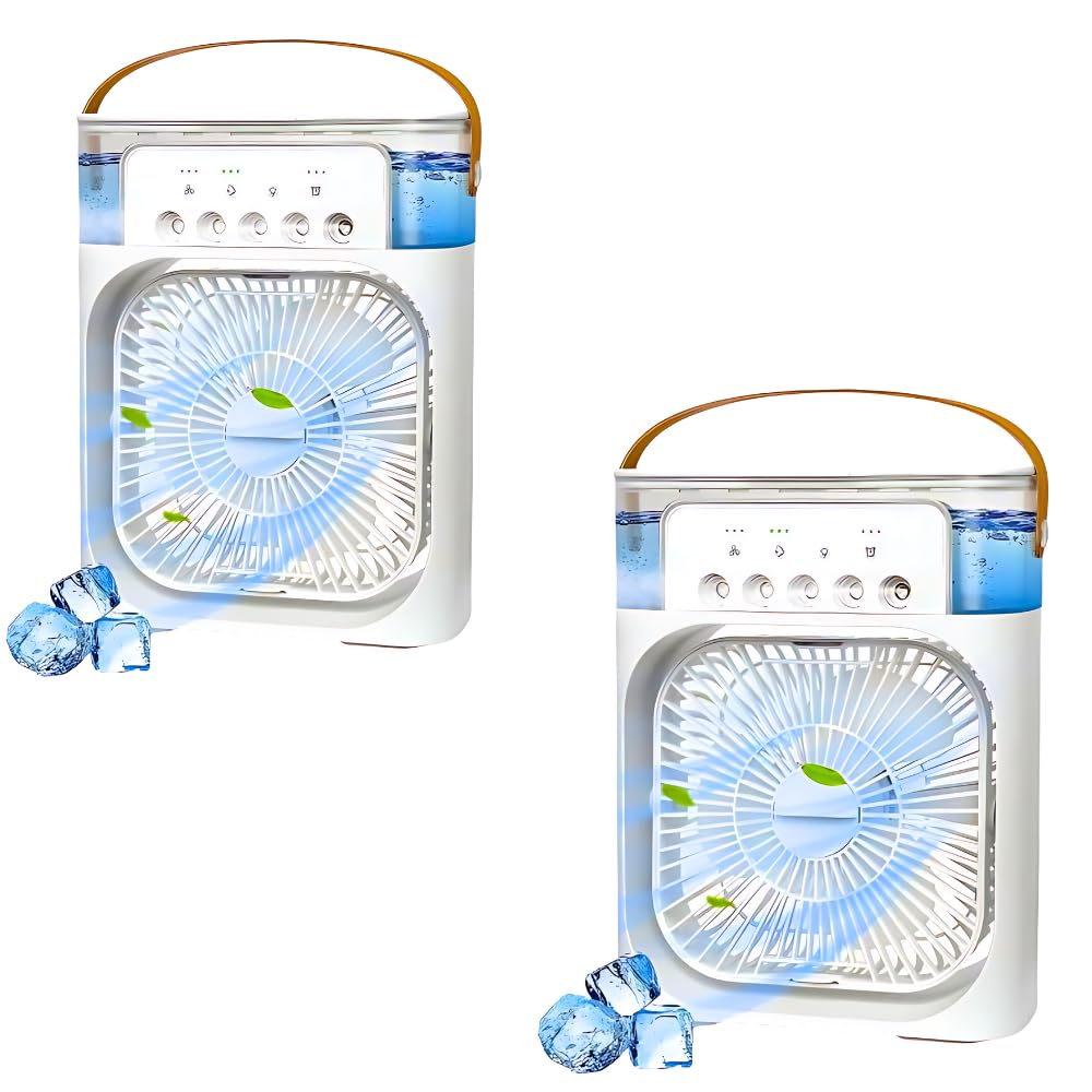 Drumstone 𝐁𝐔𝐘 𝟏 𝐆𝐄𝐓 𝟏 Personal Air Cooler, Portable Air Conditioner Fan with 7 Colors LED Light, 3 H Timer, 3 Wind Speeds and 3 Spray Modes - White 𝟏𝟓 𝐘𝐄𝐀𝐑𝐒 𝐖𝐀𝐑𝐑𝐀𝐍𝐓𝐘_Multicolor-image-14
