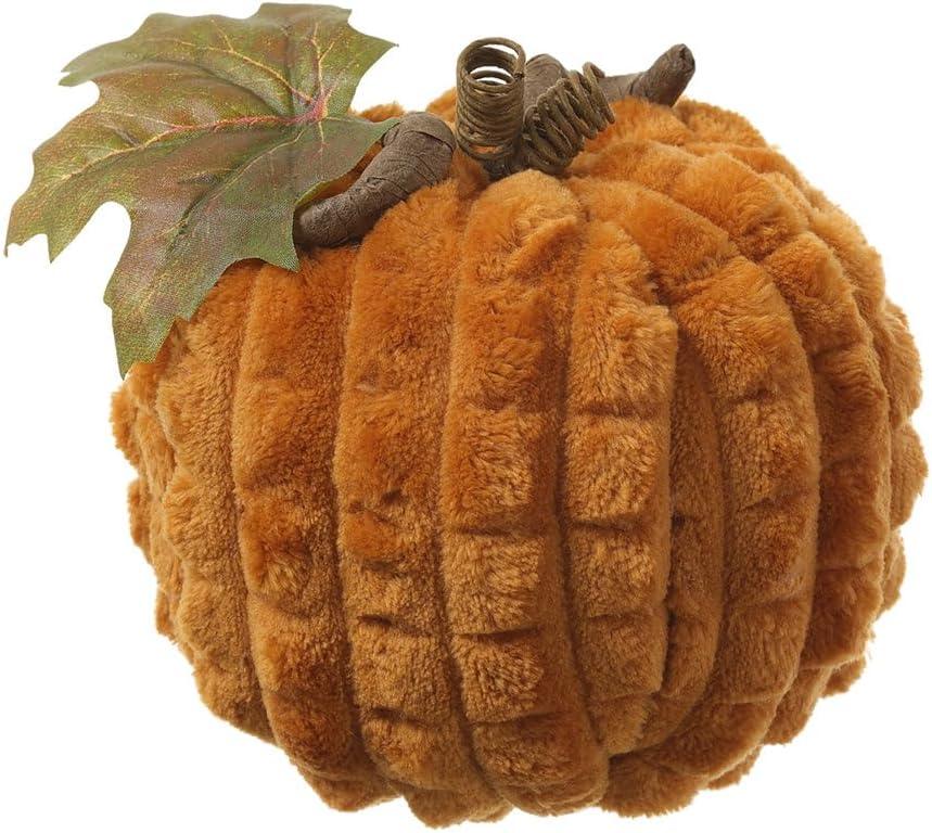 3.94" Hx4.7 W Artificial Velvet Pumpkin -Rust/Orange (Pack of 6)