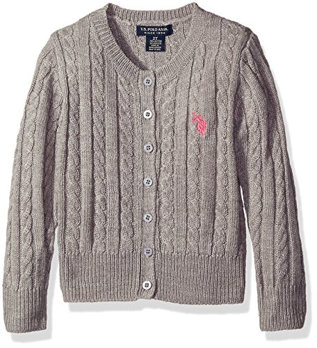 U.S. Polo Assn. Girls' Cable Knit Cardigan with Lurex