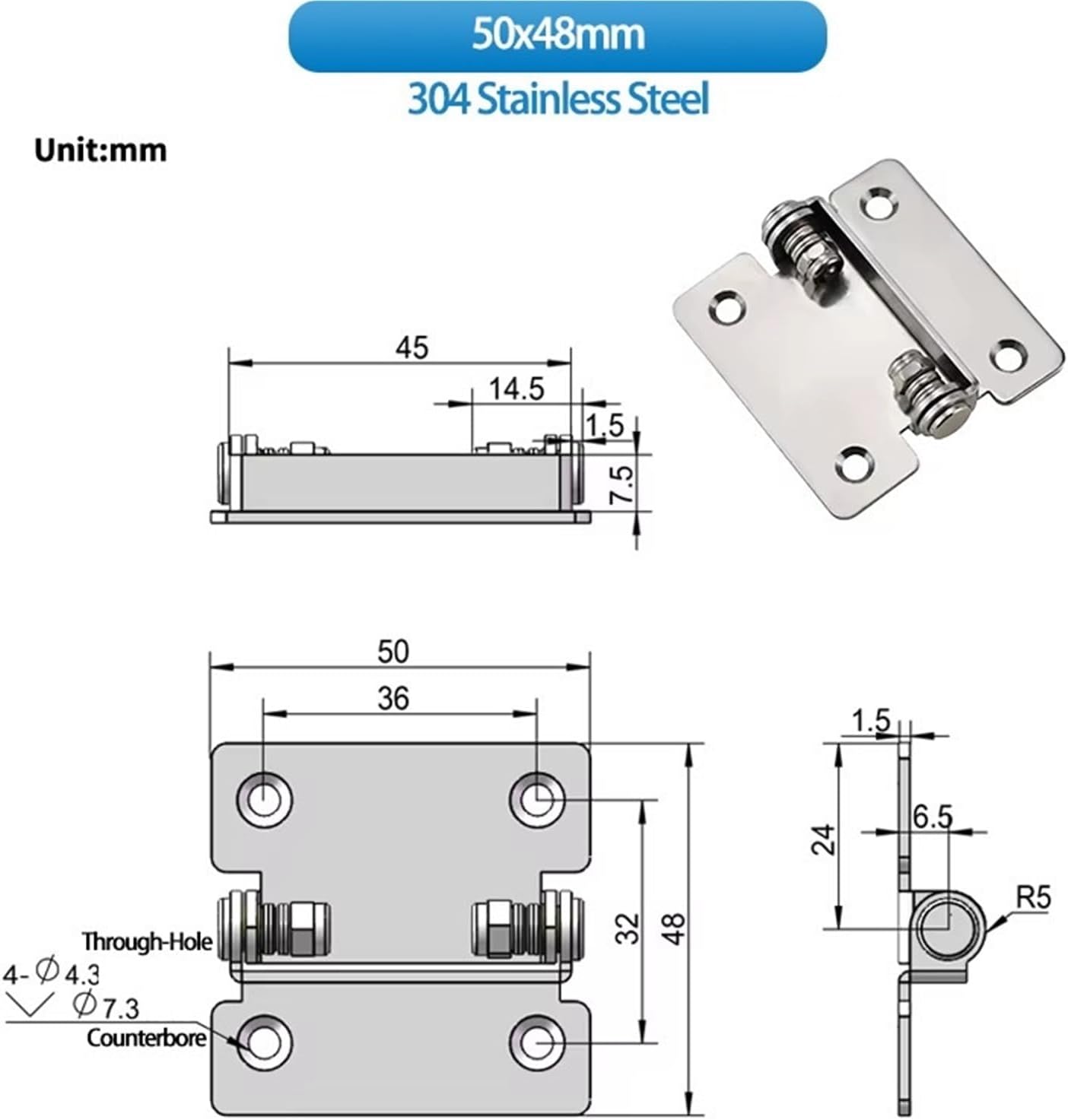 Frame Concealed Cabinet Door Hinge Folding Hinge Can Be Opened Upwards Equipped 180 Degree Stopper and Torque