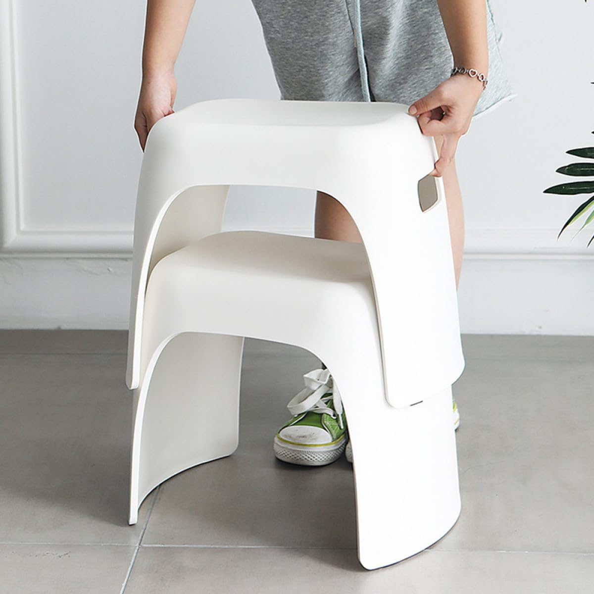 Cabilock Taburete Infantil de Plástico PP Blanco para Casa, Apilable