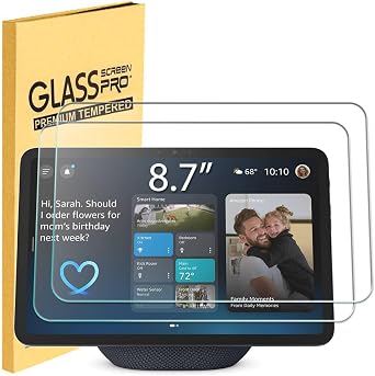 MUBUY-GOL 2 Pack Tempered Glass Screen Protector for New Echo Show 8 4th Gen, 8.7 Inch 2025 release,-9H Hardness, Ultra Clear Scratch Resistant Anti-Fingerprint