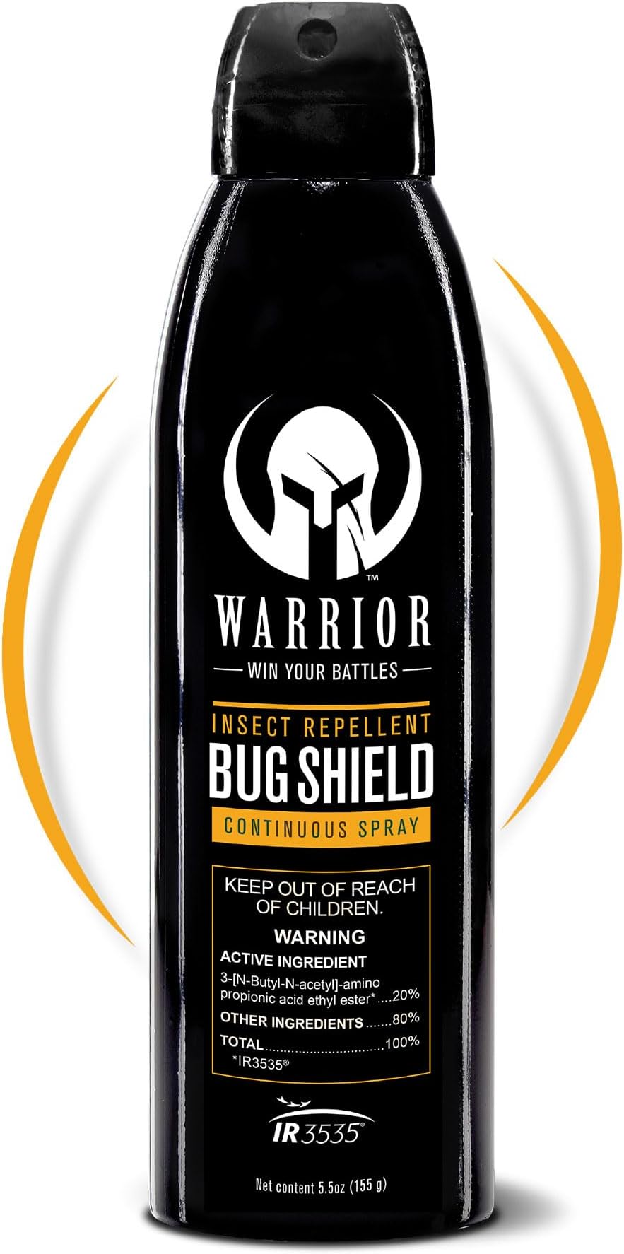 Warrior DEET Free Bug Shield Spray – IR3535 Based Insect Repellent Continuous Spray – Effective Shield & Water Resistant Bug Repellent Spray for Camping, Hiking & Outdoor Activities - 5.5 Fl Oz