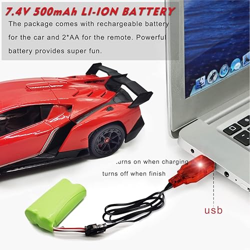 Miniatura 5 de QUN FENG Coche de control remoto 114 Rc Cars compatible con Lamborghini Veneno batería recargable con licencia oficial 2.4G auto de carreras para