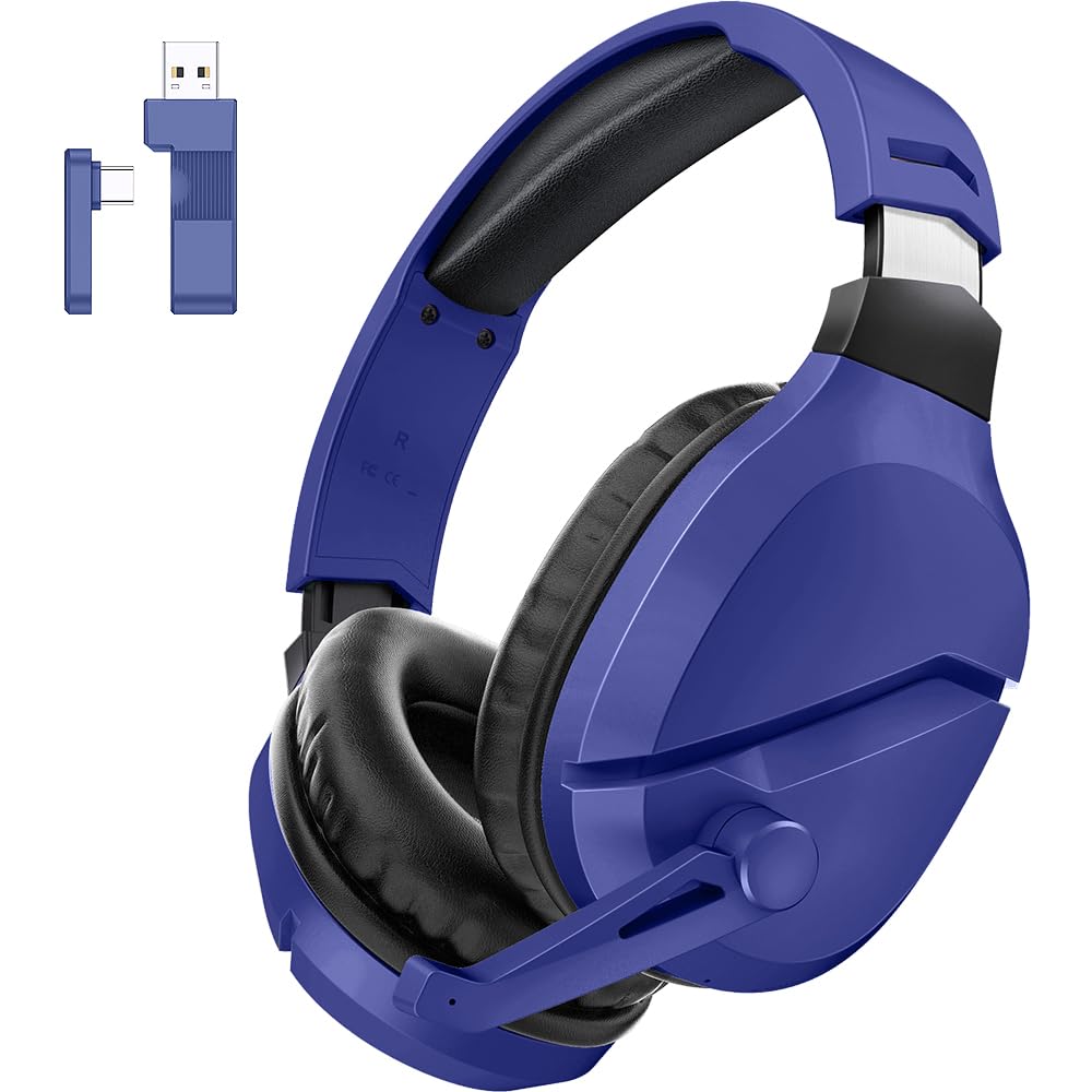 Wireless Gaming Headset with Noise Cancelling Microphone for PS5 PC PS4 2.4G/Bluetooth Gaming Headset with USB & Type C Connector, Wired Mode for-image-11