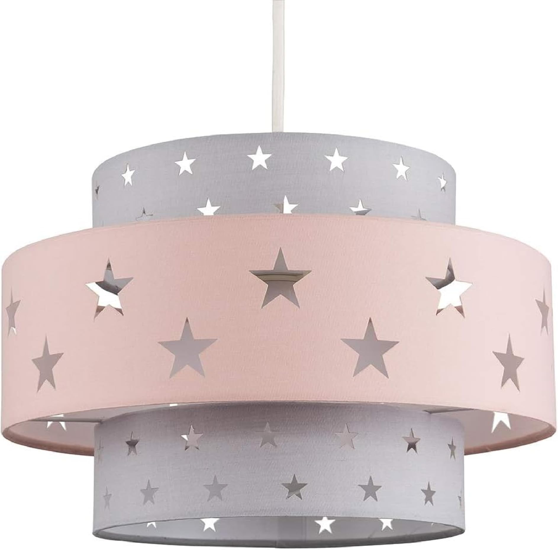 MiniSun | Modern Pink and Dark Grey Cut Out Star Design Ceiling Light Shade | Pendant Lights, Home Décor & Improvement Essential | 300mm Shade Width