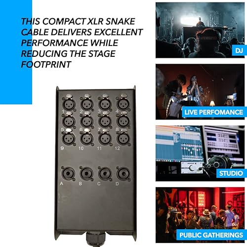 Miniatura 5 de Seismic Audio - SAJLP-12x4x50-12 Canales 50 pies XLR Cable Serpiente de perfil bajo con 4 retornos TRS - Serpiente de placa de circuito para