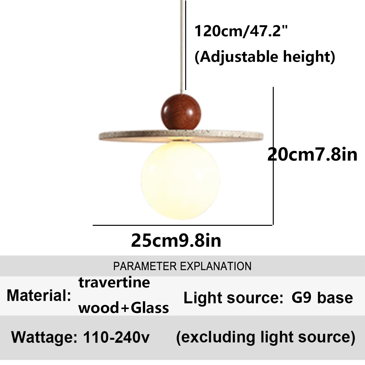Lampada a sospensione in travertino naturale in stile giapponese