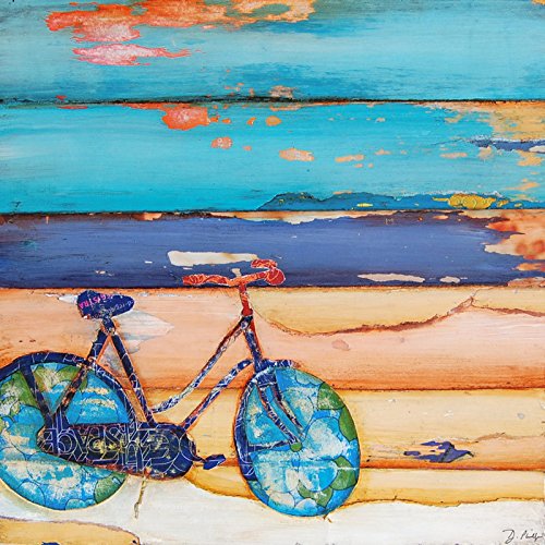 Miniatura 3 de Proper Use of the Kickstand- Danny Phillips Art Print, Unframed, Blue Bicycle Artwork, Biking Art, Cycling Art, Retro Vintage Mixed Media Collage