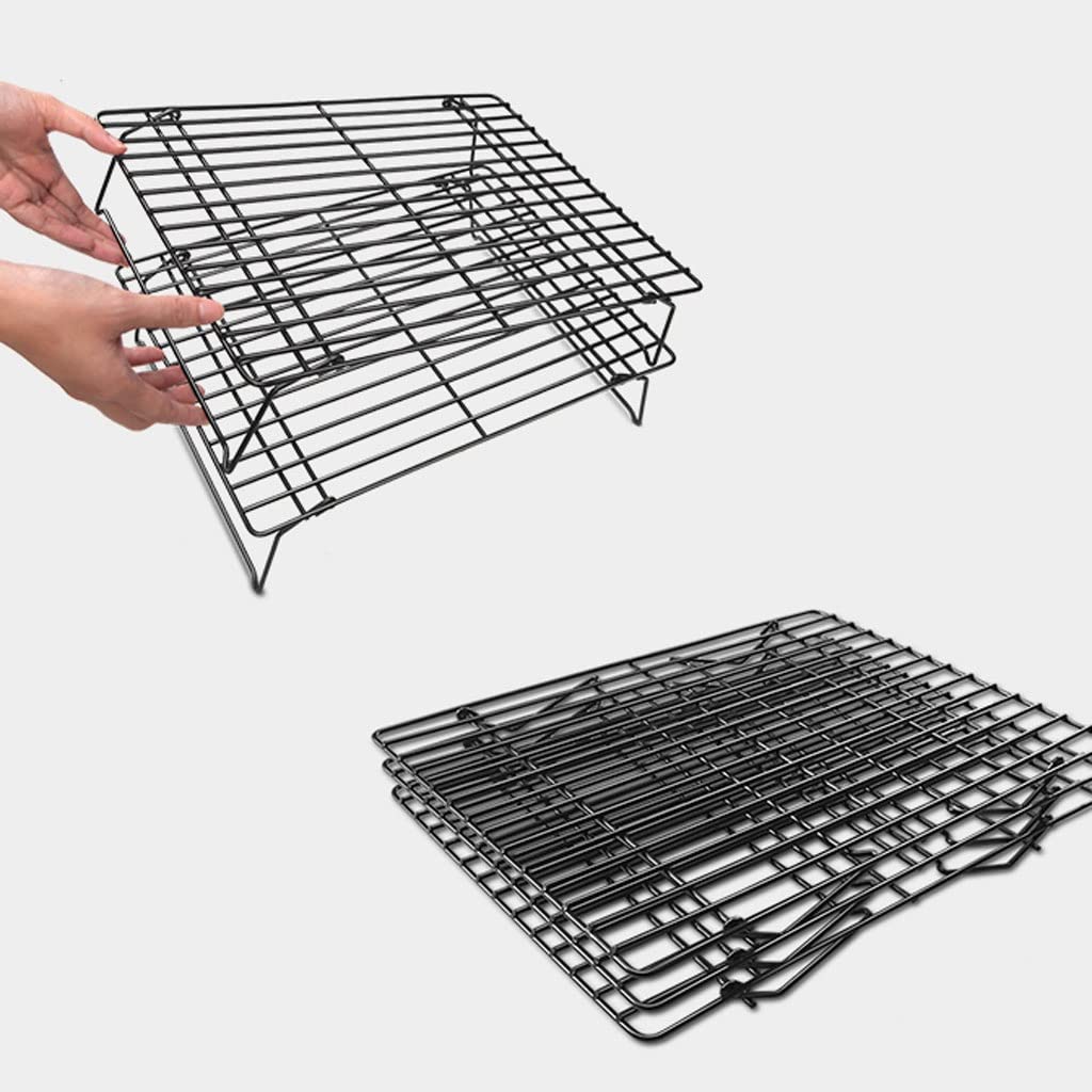 XMING Estante de enfriamiento Plegable Antiadherente Negro for Pasteles, Pan y Pastel de Luna con Red de enfriamiento (Size : One)