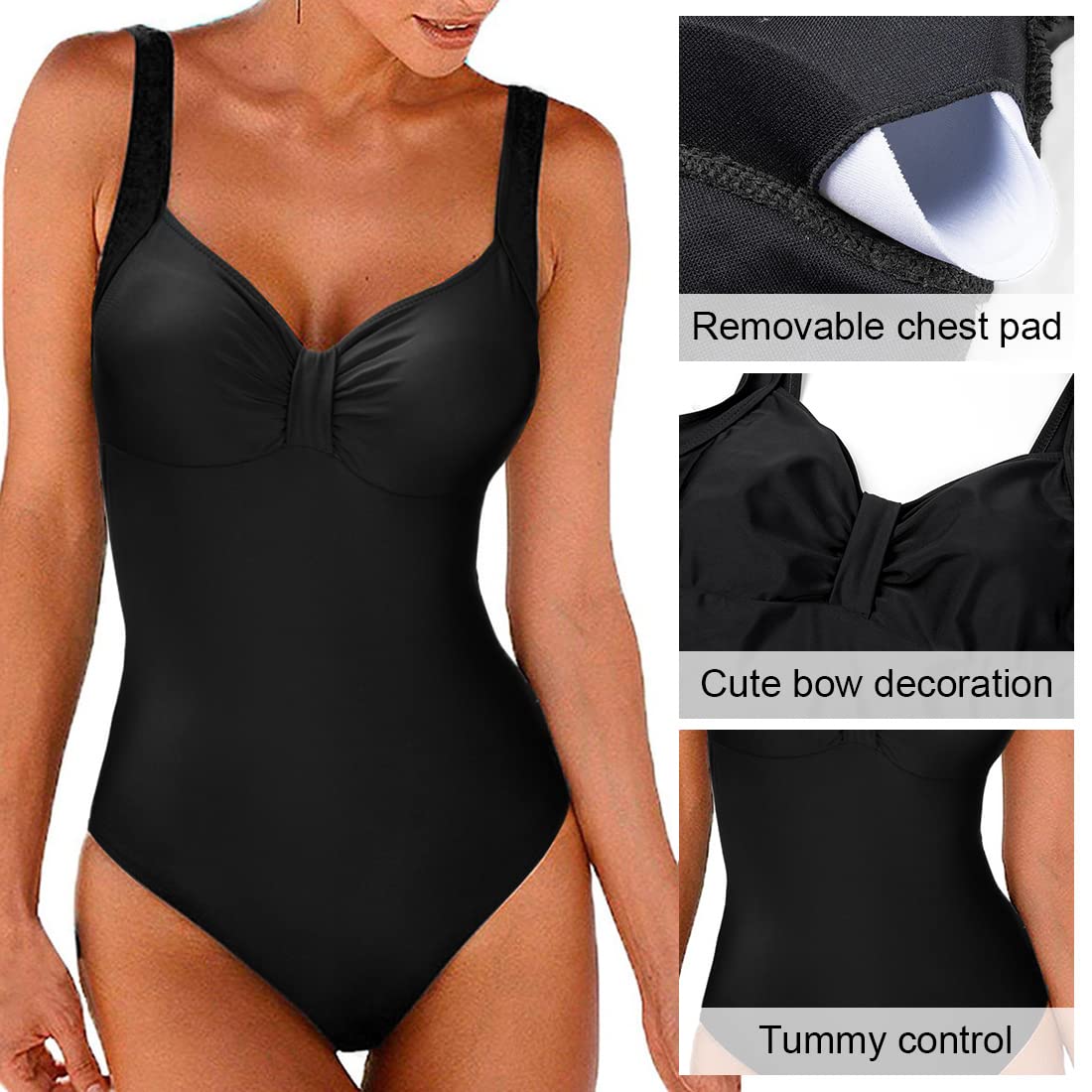 Costumi Interi Donna, One Piece Costumi da Bagno Push Up Trikini Imbottito Backless Swimsuit Pin Up Costume Bohemian Beachwear