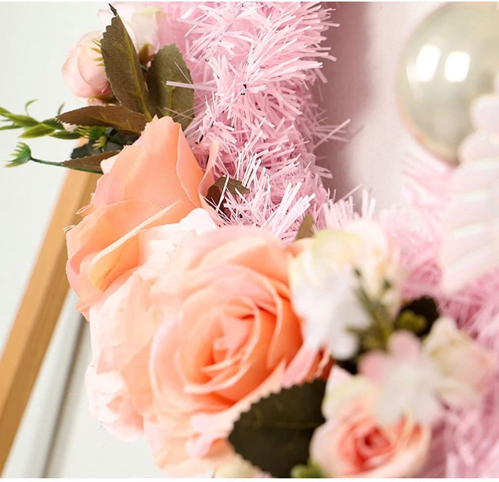 OLOTU Corona de Navidad Guirnalda de Navidad Guirnalda de Flores Rosas Artificiales Guirnalda de Puerta de 40 cm con Decoraciones Mixtas para Decoraciones de guirnaldas de Navidad Regalo